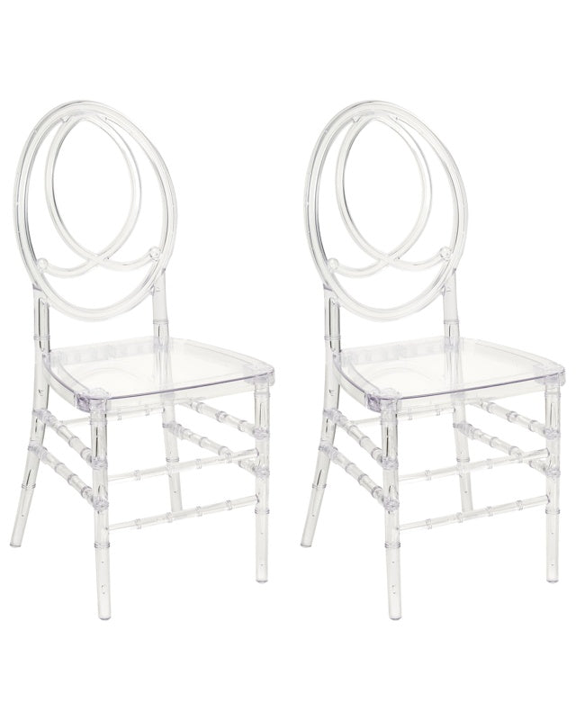 Set of 2 Dining Chairs Transparent Plastic Modern Style Dining Room Furniture Beliani