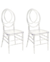 Set of 2 Dining Chairs Transparent Plastic Modern Style Dining Room Furniture Beliani