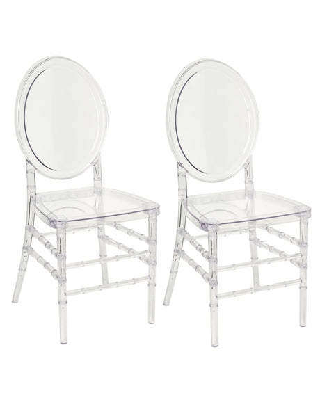 Set of 2 Banquet Chairs Transparent Plastic Modern Dining Room Kitchen Beliani