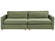 Sofa Green Polyester Fabric 3 Seater Wooden Legs Armrests Modern Style Beliani