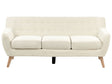 3 Seater Sofa Light Beige Upholstered Tufted Back Thickly Padded Light Wood Legs Retro Minimalistic Living Room Beliani