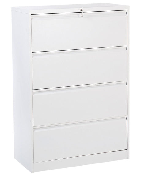 Office Storage Unit White Steel 4 Drawers Key-Locked Industrial Design Beliani