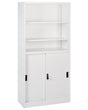 Storage Cabinet White Metal Steel Locker with Open Shelves 2 Door Home Office Modern Beliani