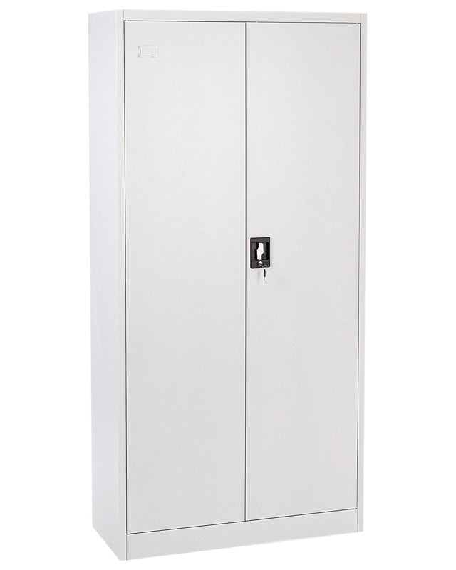 Home Office Storage Cabinet White Steel 2 Doors 5 Shelves Industrial Design Beliani