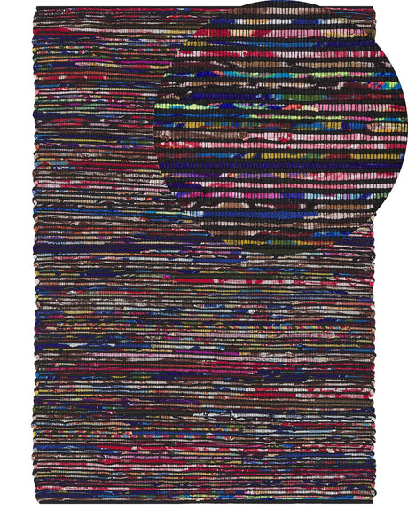 Rug Dark Multicolour Cotton 160 x 230 cm Rectangular Handmade Boho Eclectic Beliani