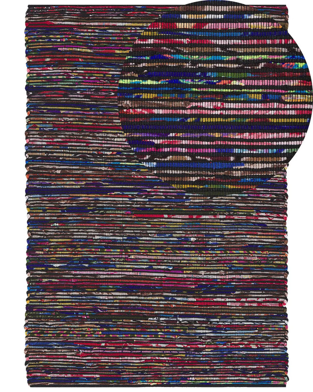Rug Dark Multicolour Cotton 160 x 230 cm Rectangular Handmade Boho Eclectic Beliani