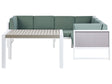 Conversation Set White Aluminium Frame Green Cushions Modular L-Shaped Outdoor Beliani