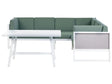 Conversation Set White Aluminium Frame Green Cushions Modular L-Shaped Outdoor Beliani