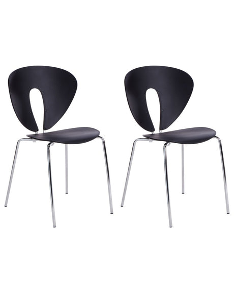 Set of 2 Dining Chairs Black PP Seat Metal Legs Stackable Armless Chairs Beliani