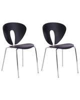 Set of 2 Dining Chairs Black PP Seat Metal Legs Stackable Armless Chairs Beliani