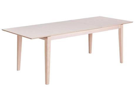 Extending Dining Table Whitewash Light Wood MDF Board 180/240 x 90 cm  Rubberwood Legs Beliani