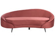 Sofa Red Velvet Glamour Curved Retro Styled 3 Seater with Black Metallic Legs Beliani