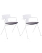 Set of 2 Dining Chairs White and Black Plastic Seat Black PU Cushion Metal Legs Chairs Beliani