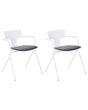 Set of 2 Dining Chairs White and Black Plastic Seat Black PU Cushion Metal Legs Chairs Beliani