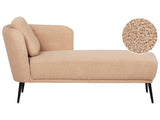 Left Hand Chaise Lounge Beige Boucle with Cushion Retro Style Living Room Furniture Beliani