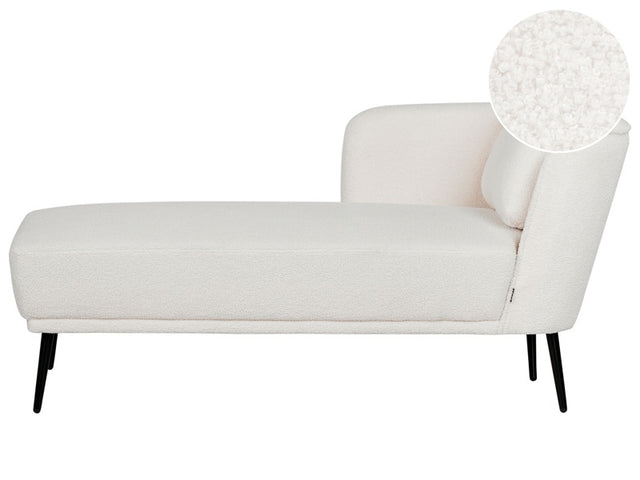 Right Hand Chaise Lounge Off-White Boucle with Cushion Retro Style Living Room Furniture Beliani