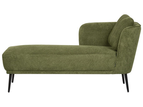 Right Hand Chaise Lounge Dark Green Polyester Fabric with Cushion Retro Style Living Room Furniture Beliani