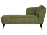 Right Hand Chaise Lounge Dark Green Polyester Fabric with Cushion Retro Style Living Room Furniture Beliani