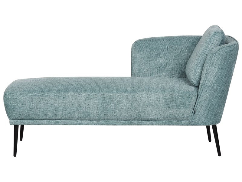 Right Hand Chaise Lounge Blue Polyester Fabric with Cushion Retro Style Living Room Furniture Beliani