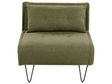 Small Sofa Bed Olive Green Fabric 1 Seater Fold-Out Sleeper Armless With Cushion Metal Black Legs Glamour Beliani