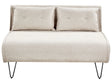 Sofa Bed Light Beige Polyester Fabric 2 Seater Fold-Out Sleeper Armless With 2 Cushions Metal Black Legs Glamour Beliani
