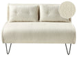 Sofa Bed Light Beige Boucle 2 Seater Fold-Out Sleeper Armless With 2 Cushions Metal Black Legs Glamour Beliani