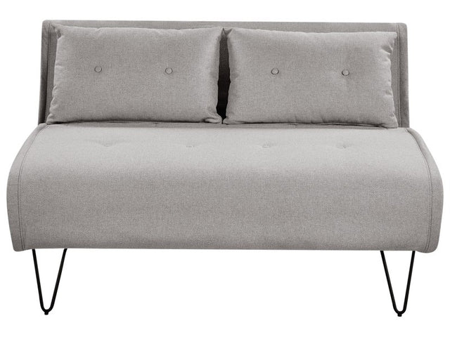 Sofa Bed Light Grey  Polyester Fabric 2 Seater Fold-Out Sleeper Armless With 2 Cushions Metal Black Legs Glamour Beliani