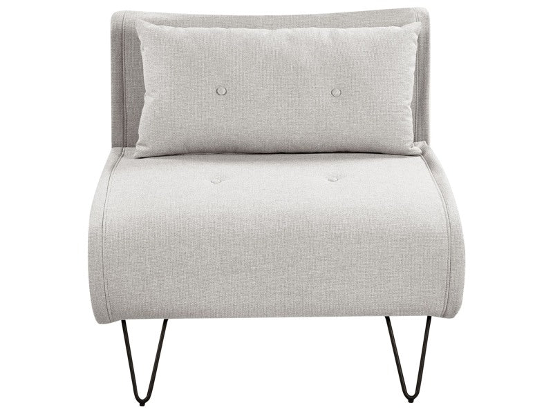 Small Sofa Bed Light Grey Fabric 1 Seater Fold-Out Sleeper Armless With Cushion Metal Black Legs Glamour Beliani