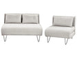 Living Room Set Light Grey Fabric Single and 2 Seater Sofa Bed with Cushions Metal Hairpin Legs Glamour Beliani