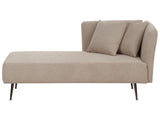 Chaise Lounge Beige Right Hand Polyester Fabric Upholstery with Decorative Cushions Metal Legs Modern Design Living Room Beliani