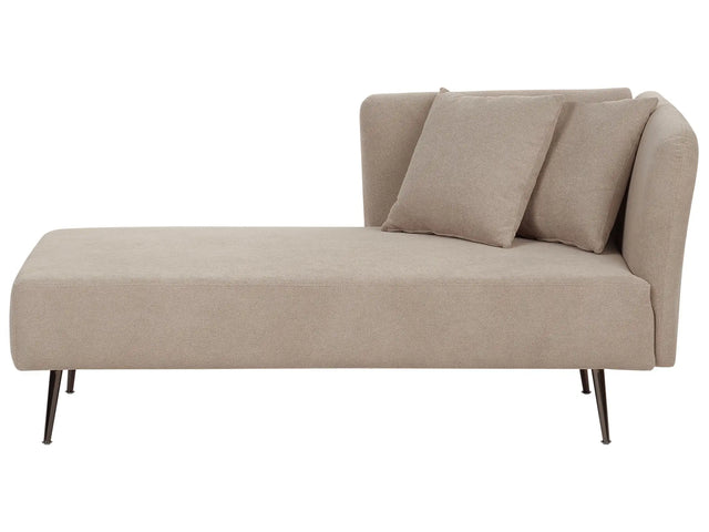 Chaise Lounge Beige Right Hand Polyester Fabric Upholstery with Decorative Cushions Metal Legs Modern Design Living Room Beliani