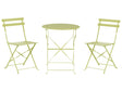 3 Piece Bistro Set Lime Green Metal Folding Slatted Seat Back Outdoor Beliani