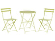 3 Piece Bistro Set Lime Green Metal Folding Slatted Seat Back Outdoor Beliani