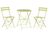 3 Piece Bistro Set Lime Green Metal Folding Slatted Seat Back Outdoor Beliani