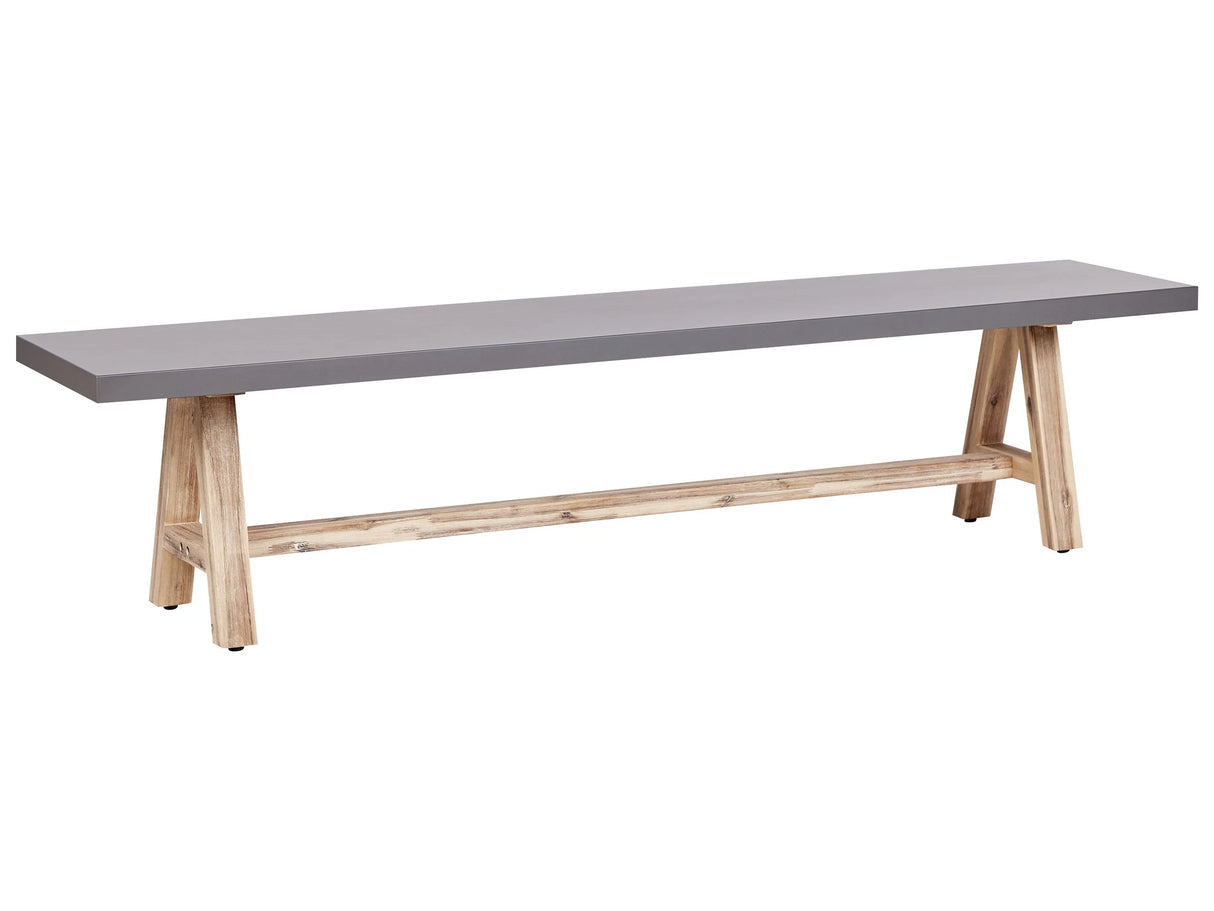 Garden Bench Grey Light Wood Concrete Acacia Wood 200 cm Garden Furniture Industrial Style Beliani
