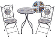 Outdoor Garden Bistro Set Black Metal Iron Frame Mosaic Tiles Pattern Table Chairs Vintage Style Outdoor Beliani