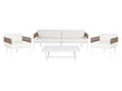 Garden Sofa Set White Aluminium Polyester 4 Seater Sofa 2 Chairs and a Table Beliani