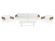 Garden Sofa Set White Aluminium Polyester 5 Seater Sofa 2 Chairs and a Table Beliani