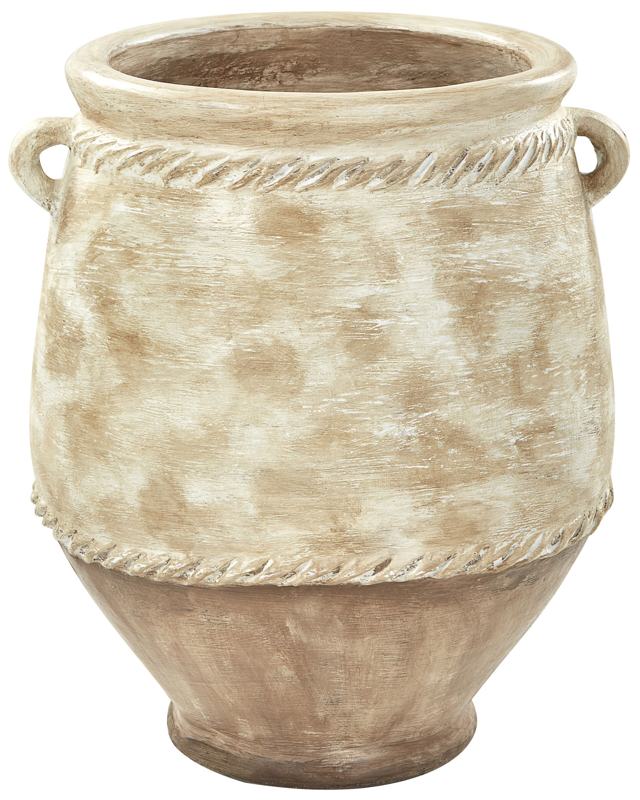 Plant Pot Beige Terracotta ⌀ 37 cm with Handles Outdoor Indoor Garden Living Room Accessories Beliani