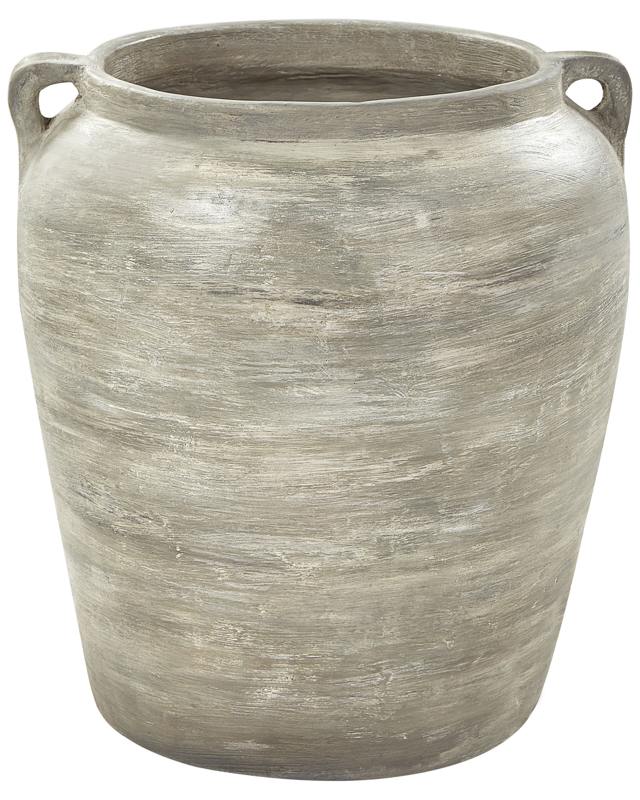 Plant Pot Grey Oval Terracotta ⌀ 40 cm Outdoor Indoor Garden Living Room Accessories Beliani