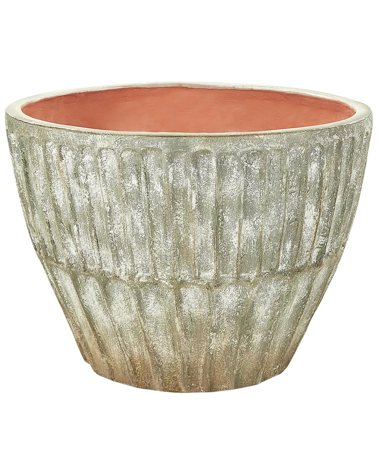 Plant Pot Green Oval Terracotta  50 cm Outdoor Indoor Garden Living Room Accessories Beliani