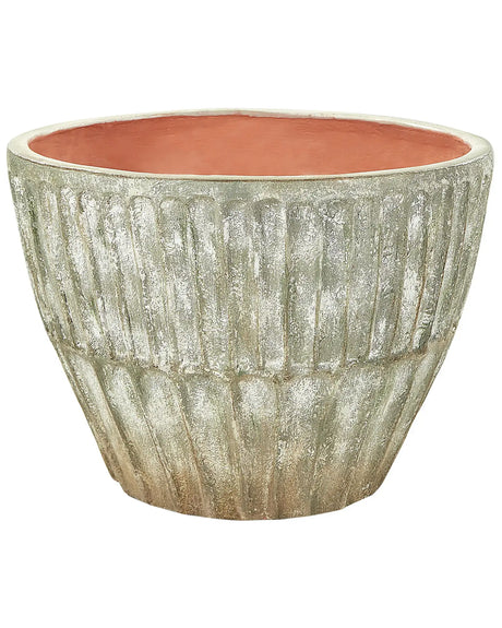 Plant Pot Green Oval Terracotta  50 cm Outdoor Indoor Garden Living Room Accessories Beliani
