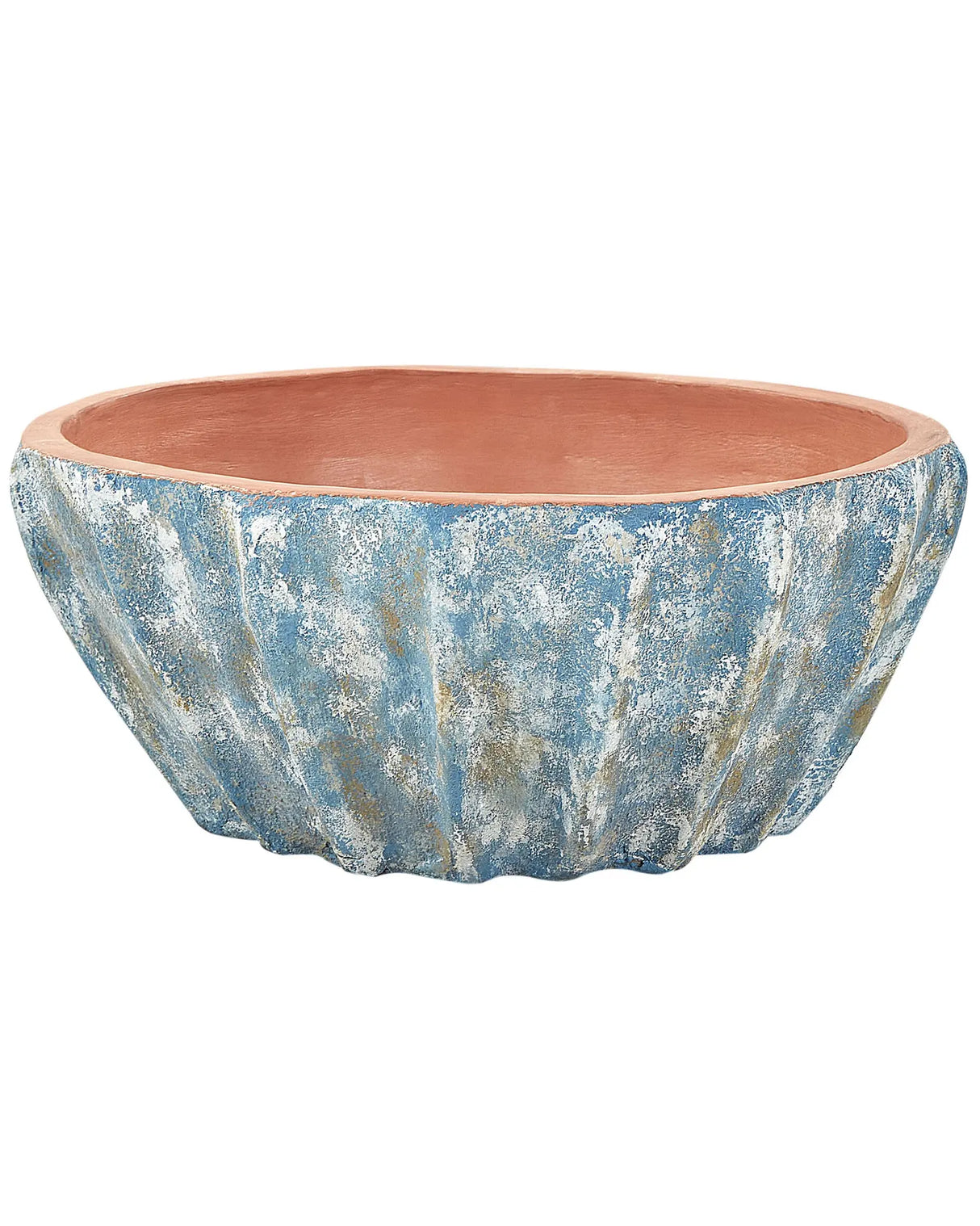 Plant Pot Blue Oval Terracotta  51 cm Outdoor Indoor Garden Living Room Accessories Beliani