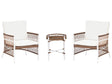 Bistro Set White Aluminium Polyester 2 Seater 2 Chairs and a Table Beliani