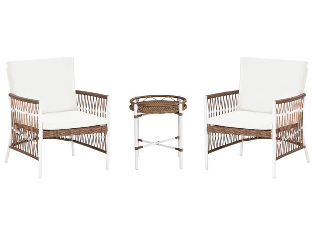 Bistro Set White Aluminium Polyester 2 Seater 2 Chairs and a Table Beliani