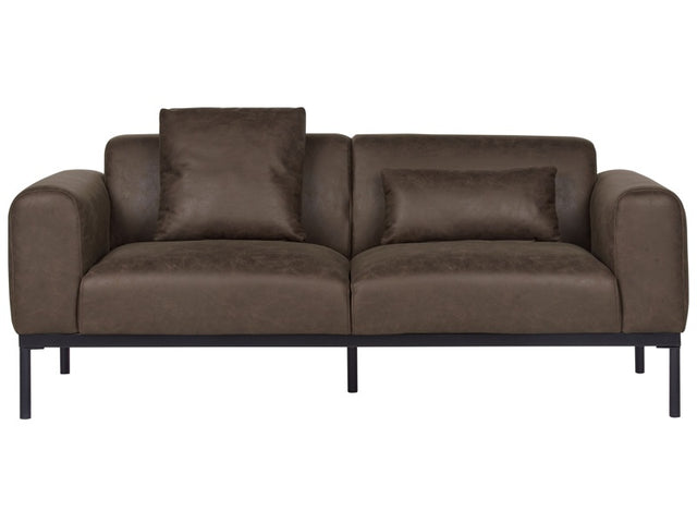 2 Seater Sofa Dark Brown Faux Leather Black Legs Living Room Furniture Elegant Design Beliani