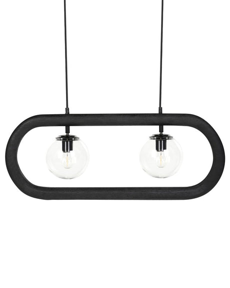 Pendant Lamp Black Natural Mango Shade Ceiling Light Boho Industrial Style Home Accessories Handmade Beliani