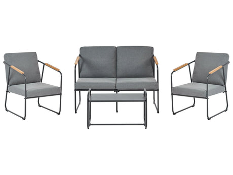 Garden Sofa Set Grey Steel Lounge Set 4 Seater Set with Table Industrial Style Garden Patio Balcony Beliani
