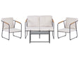 Garden Sofa Set Light Beige Steel Lounge Set 4 Seater Set with Table Industrial Style Garden Patio Balcony Beliani