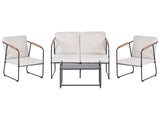 Garden Sofa Set Light Beige Steel Lounge Set 4 Seater Set with Table Industrial Style Garden Patio Balcony Beliani